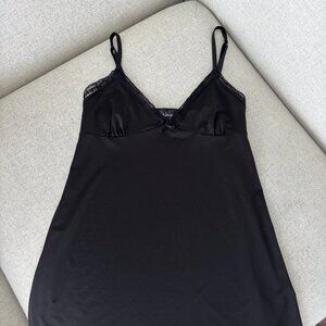 La Senza Black Lace Trim Slip Satin Dress